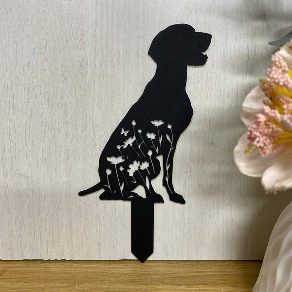 Custom Metal German Shorthaired Pointer Dog Memorial Stake, Personalized Floral Dog Metal Garden Stake, Hunting Dog Metal Grave Marker, Pet Loss Sign