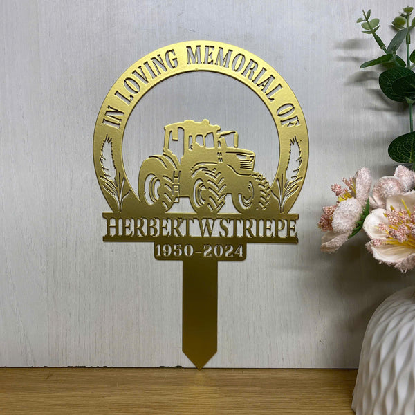 Custom Farm Tractor Driver Memorial Plaque Stake,custom Name Farmer Metal Garve Maker, Farming Heavens Fields Metal Stake, Farmer Loss Metal Yard Sign