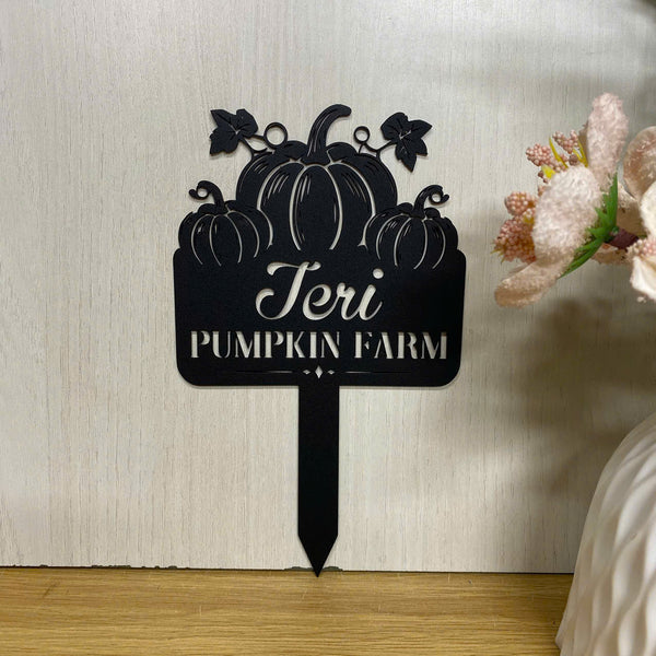 Personalized Pumpkin Garden Metal Stake, Pumpkin Patch Garden Metal Sign, Pumpkin Farm Metal Yard Stake, Happy Fall Thanksgiving Metal Garden Decor