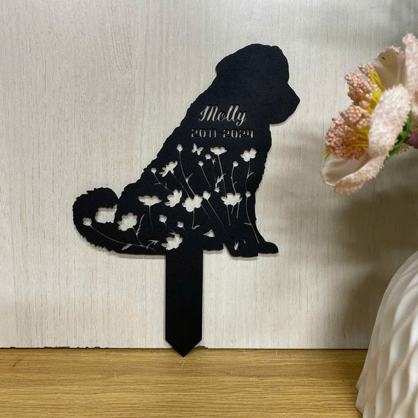 Custom Great Pyrenees Dog Memorial Metal Stake, Personalized Floral Dog Memorial Yard Stake, Dog Loss Metal Grave Marker, Dog Sympathy Metal Yard Sign
