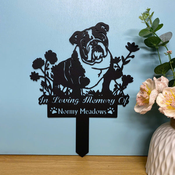 Personalized American Bulldog Dog Memorial Garden Stake, In Loving Memory Of Dog Metal Grave Marker, Pet Loss Remembrance Stake, Dog Metal Yard Sign