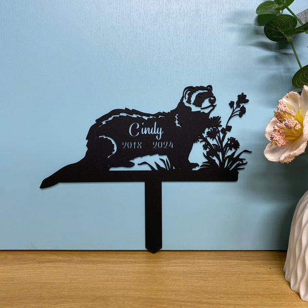 Personalized Ferret Memorial Metal Stake, Custom Metal Ferret Garden Sign Stake, Pet Loss Memorial Metal Grave Marker, Ferret Metal Yard Sign Decor