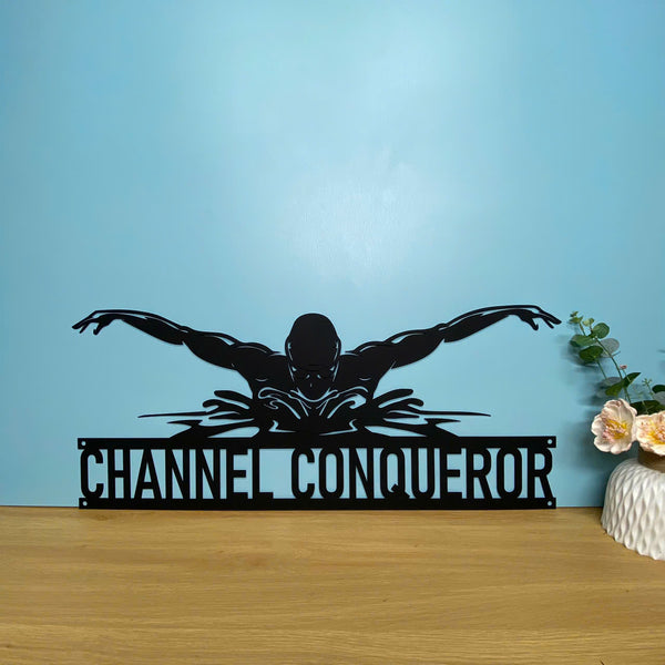 Custom Swimming Metal Wall Art, Personalized Man Swimmer Metal Name Sign, Swim Team Name Sign Home Decor, Swimming Lover Kids Room Metal Sign