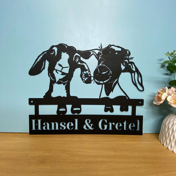 Custom Peeking Goat Monogram Metal Wall Art, Personalized Family Name Goat Farmhouse Metal Sign, Funny Goat Metal Sign, Goat Ranch Metal Farm Sign