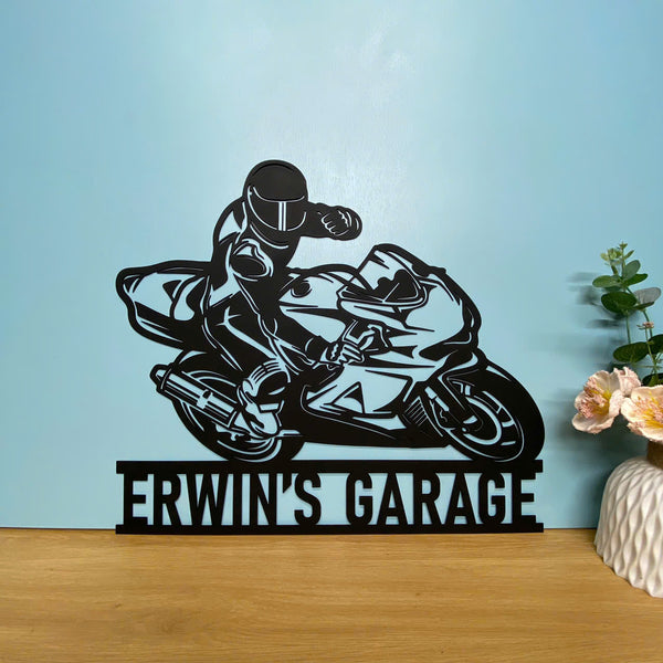 Custom Motorcycle Metal Wall Art, Motorcycle Garage Metal Wall Hanging, Personalized Biker Name Metal Sign, Motorcycle Man Cave Wall Sign Decor
