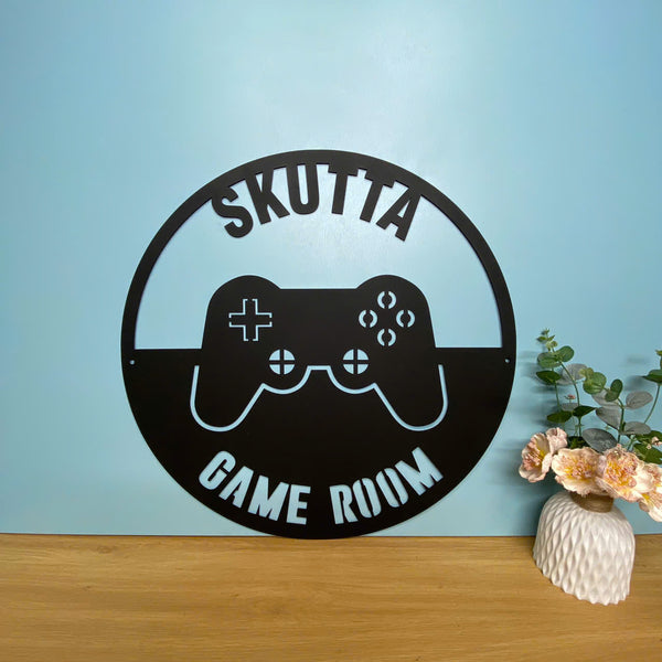 Personalized Gaming Room Metal Wall Hanging, Game Controller Metal Wall Art, Custom Gamer Metal Name Sign, Game Zone Kids Room Metal Wall Art Decor