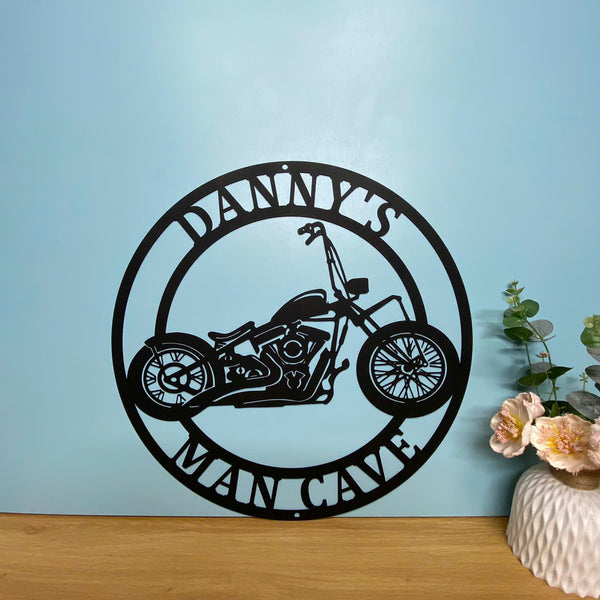 Personalized Name Motorcycle Monogram Metal Sign, Motocross Biker Name Metal Sign, Motorcycle Metal Garage Sign, Motor Bike Man Cave Metal Wall Art