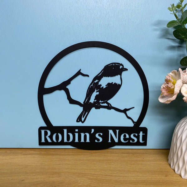 Custom Birds On Branch Monogram Metal Sign, Personalized Name Birds Metal Sign, Birds Lover Metal Wall Home Decor, Bird Nest Metal Wall Decor
