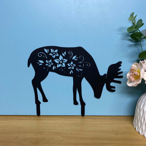 Personalized Floral Moose Metal Garden Stake, Moose Garden Stake Metal Yard Art, Moose Farm Metal Yard Sign Decor, Moose Farmhouse Metal Garden Decor