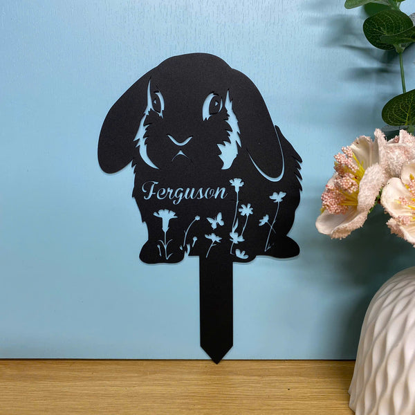 Personalized Lop Rabbit Memorial Metal Stake, Loving Memory Of Rabbit Metal Garden Stake, Custom Rabbit Metal Garden Decor, Pet Loss Grave Marker