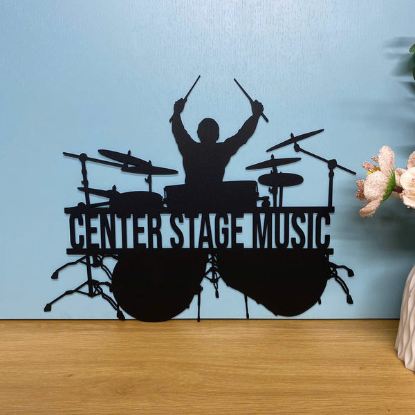 Custom Drummer Metal Name Sign, Personalized Drum Set Metal Wall Art, Drum Musical Instrument Rock Music Band Sign, Drum Set Metal Sign