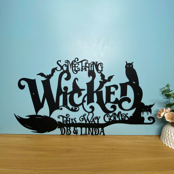 Personalized Wicked Witch With Flying Broomstick Metal Sign, Happy Halloween Metal Wall Art, Wicked Witch Broom Wall Sign, Halloween Sign Home Decor