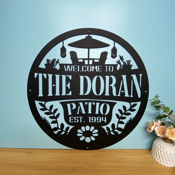 Custom Family Name Backyard Patio Metal Sign, Personalized Pool & Patio Metal Hanging Sign, Metal Poolside Outdoor Decor, Welcome To Patio Metal Sign