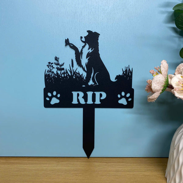 Personalized Border Collie Memorial Metal Stake, Custom Dog Loss Grave Marker Metal Yard Sign, Pet Loss Sympathy Sign, Dog Metal Remembrance Stake