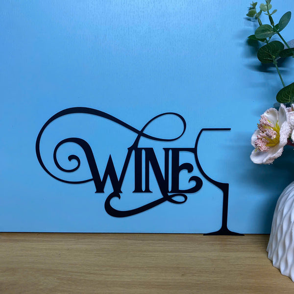 Wine Script Metal Wall Art, Wine Drinks Metal Wall Sign, Metal Wine Glass Sign, Wine Letter Metal Words Sign, Wine Lover Metal Wine Bar Sign Decor