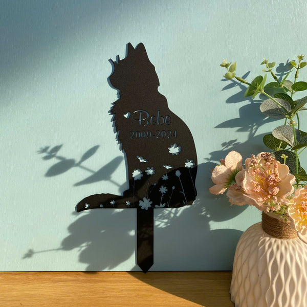 Personalized Cat Memorial Metal Plaque With Stake, Cat Lover Metal Yard Sign, Custom Cat Metal Garden Stake, Pet Loss Grave Marker, Remembrance Stake