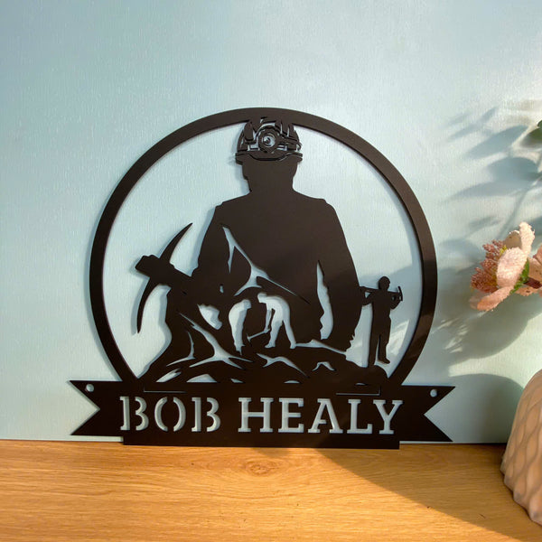 Custom Coal Mining Metal Wall Hanging Sign, Personalized Coal Miner Name Metal Sign, Coal Mining Metal Art Man Cave Decor, Coal Miner Gifts Metal Sign