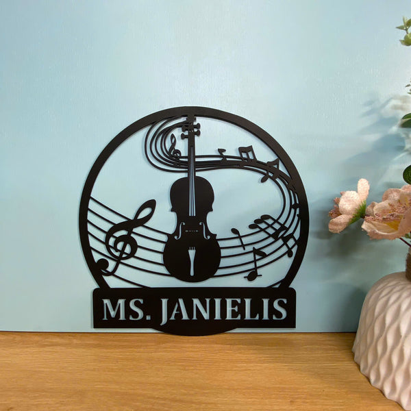 Personalized Cello Monogram Metal Wall Art, Custom Violin Player Metal Name Sign, Music Room Metal Wall Decor, Musical Instrument Metal Wall Hanging