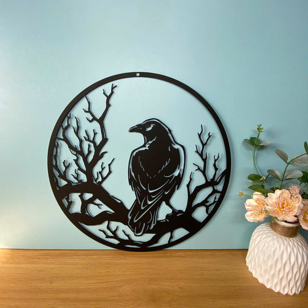 Custom Crow Birds Metal Name Sign, Personalized Black Raven Metal Sign, Raven Monogram Metal Wall Art, Black Crow Metal Art