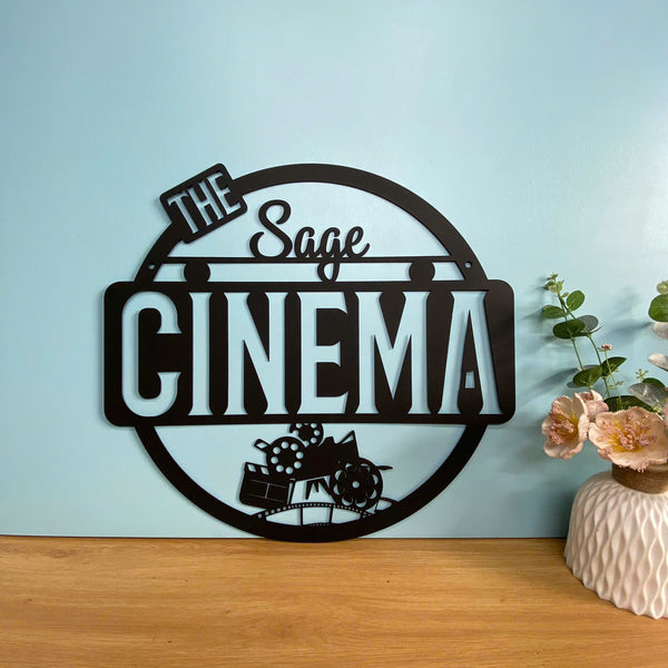 Custom Home Theater Metal Sign With Name, Home Cinema Room Metal Wall Art, Personalized Movie Theatre Metal Sign, Movie Geeks Metal Wall Hanging Sign