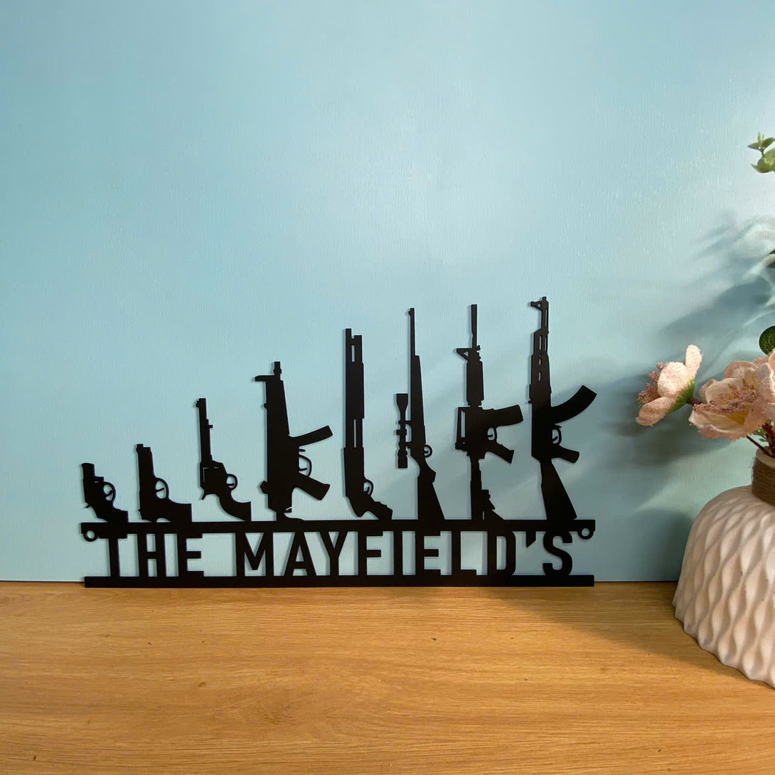 Custom Gun Armory Metal Wall Art, Personalized Veteran Armory Metal Wall Sign, Military Gun Metal Wall Hanging Decor, 2nd Amendment Gun Metal Sign