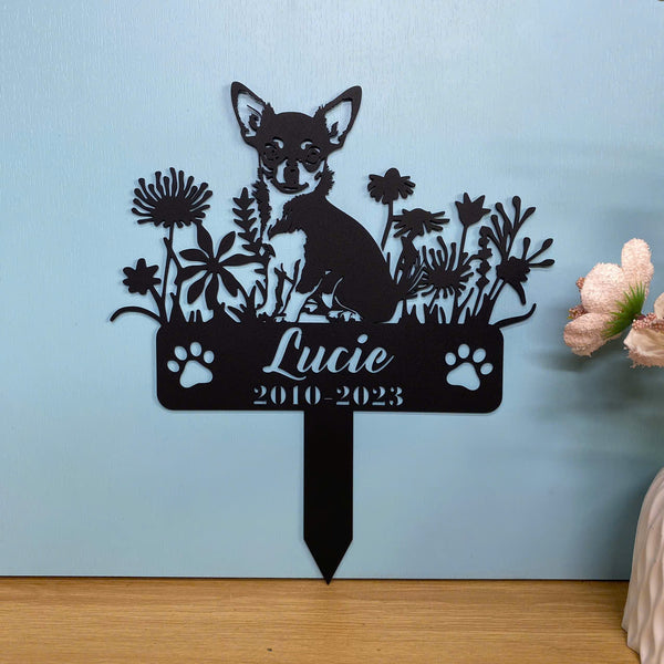 Personalized Chihuahua Dog Memorial Garden Stake, In Loving Memory Of Dog Metal Grave Marker, Pet Loss Remembrance Stake, Dog Metal Yard Sign