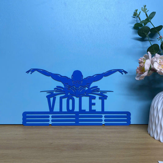 Personalized Swimming Medal Hanger With Name, Custom Swimming Sports Medal Hanger, Swimming Medal Holder Display Rack For Awards And Ribbons