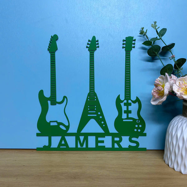 Personalized Electric Guitars Metal Sign, Guitar Bass Metal Wall Art, Electric Guitar Metal Plaque For Home Decor, Guitar Music Studio Metal Wall Art