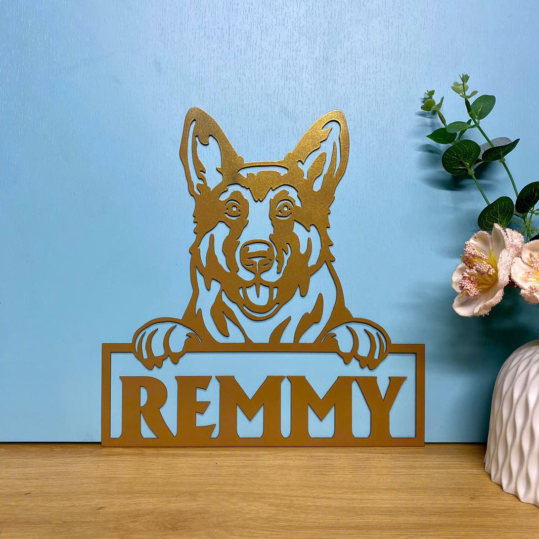 Personalized Peeking Dogs Metal Wall Hanging Art, Custom Dog Family Name Metal Front Porch Sign, Dog Metal Address Wall Hanging, Pet Name Metal Decor