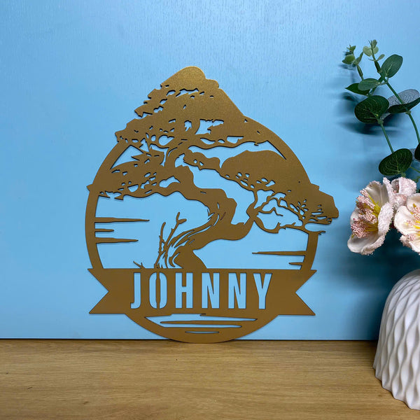 Personalized Bonsai Tree Metal Wall Art, Metal Bonsai Wall Sign Decor, Bonsai Garden Metal Sign, Japanese Bonsai Tree Metal Wall Hanging Home Decor