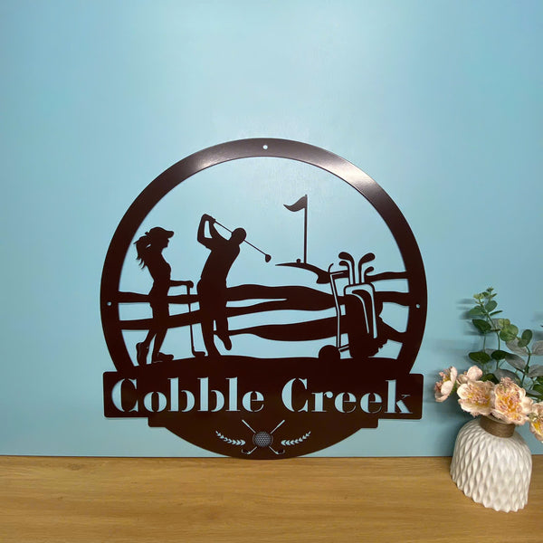 Custom Golfing Metal Wall Art, Personalized Name Couple Golfer Metal Sign, Golf Ball 19th Hole Metal Sign, Golf Club Patio Metal Wall Hanging 'decor