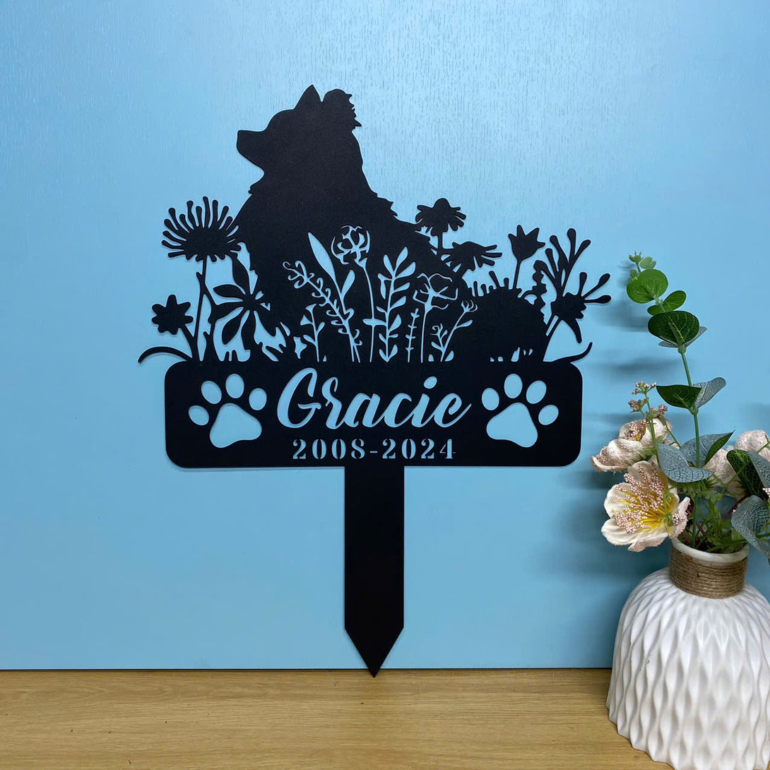 Personalized Pomeranian Dog Memorial Garden Stake, In Loving Memory Of Dog Metal Grave Marker, Dog Metal Yard Sign, Pet Loss Remembrance Stake
