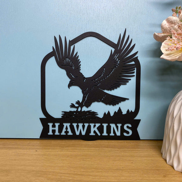 Custom Eagle Metal Wall Art, Personalized Hawk Nest Metal Sign With Name, Wild Eagle Metal Sign, Hawk Nest Mancave Canbin Metal Wall Decor