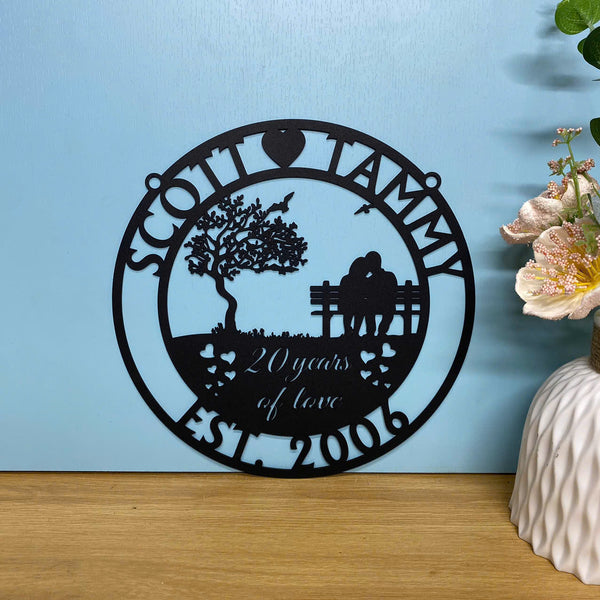 Custom Couple Name Anniversary Metal Sign, Wedding Anniversary Metal Wall Art Sign, Golden Wedding Anniversary Gifts For Parents Couple Husband Wife