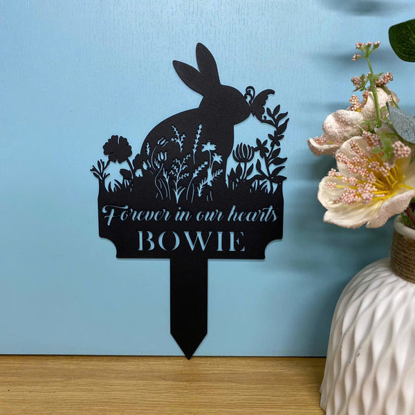 Personalized Bunny Memorial Metal Sign With Stake, Custom Rabbit Loss Metal Garden Stake, Pet Loss Metal Grave Marker Sign, Rabbit Remembrance Stake