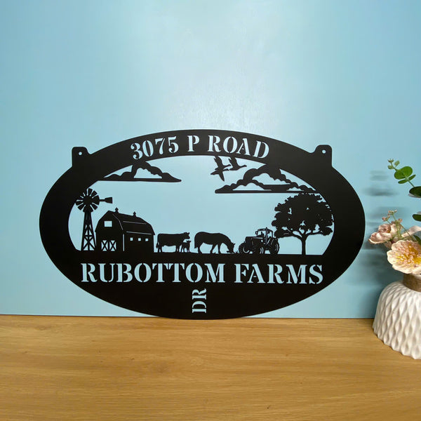 Custom Farmhouse Metal Wall Art, Personalized Family Name Metal Farm Sign, Cattle Farm Metal Entrance Sign, Farm Barn Ranch Metal Wall Decor