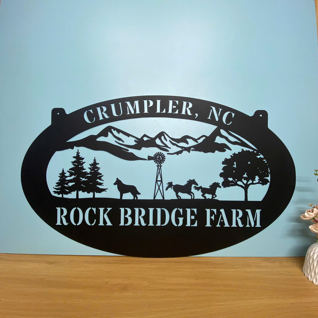 Personalized Mountain Farm Horse Ranch Metal Sign, Custom Family Name Horse Farm Sign, Mountain Cabin Farmville Metal Sign,custom Metal Farmhouse Sign