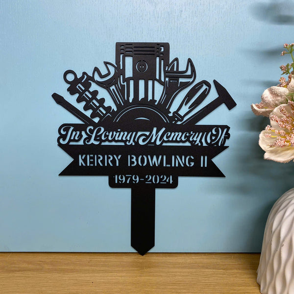 Personalized Mechanic Engineer Memorial Metal Stake, Mechanic Engineer Loss Metal Garden Stake, Repairman Sympathy Sign, Metal Remembrance Stake