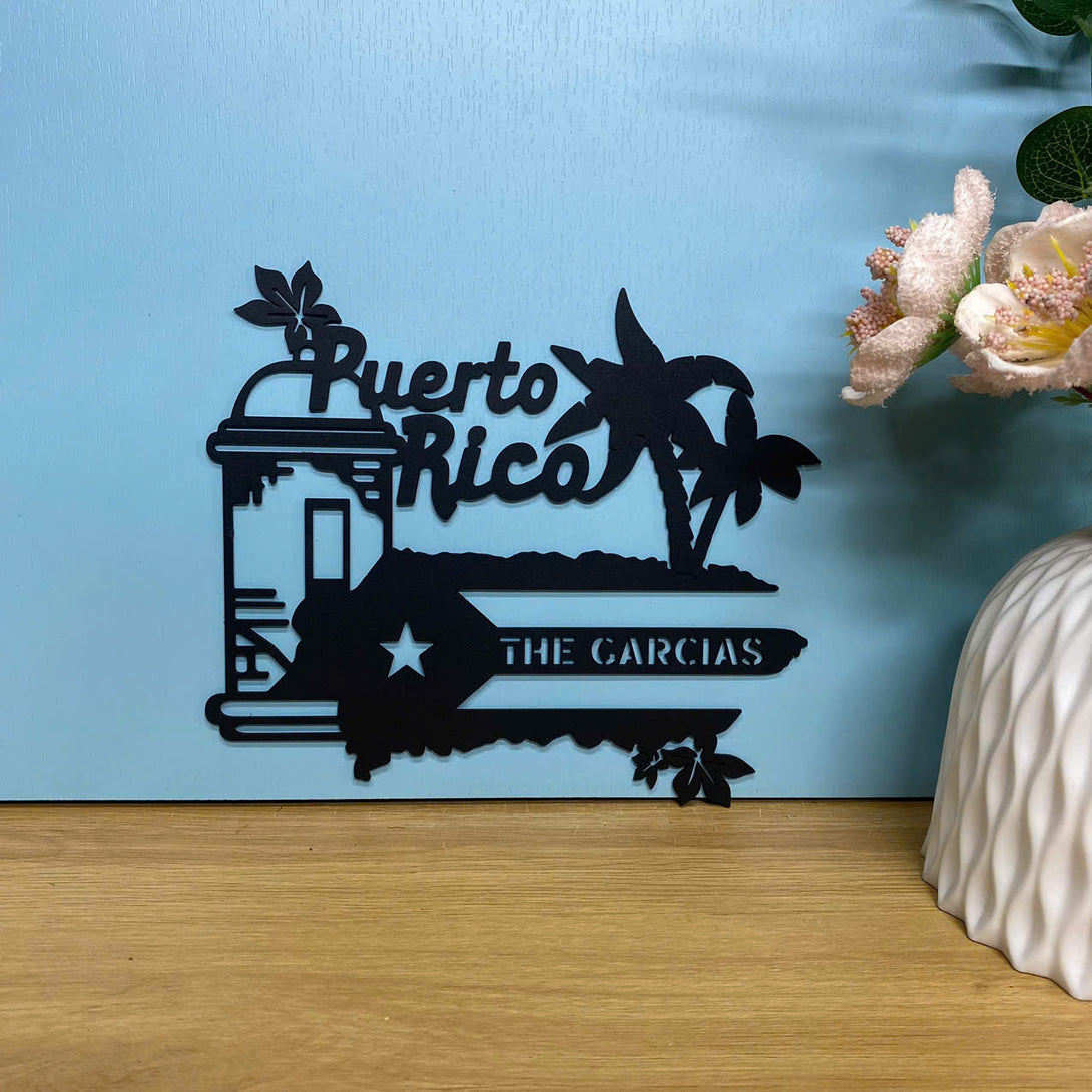 Custom Puerto Rico Metal Wall Hanging, Puerto Rico Flag Metal Wall Sign Decor, Custom Country Metal Design, Puerto Rico Monogram Metal Wall Art