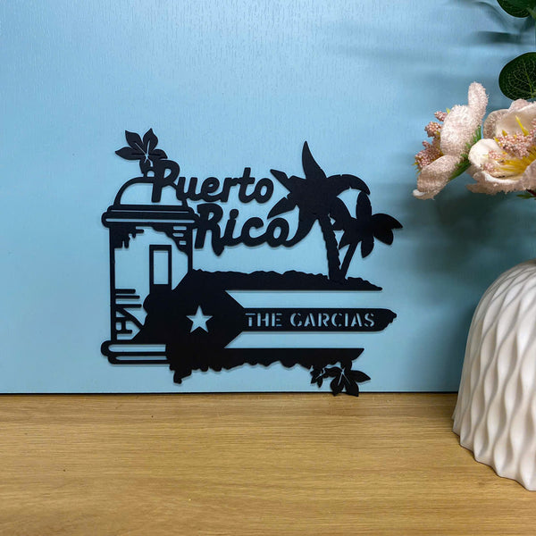 Custom Puerto Rico Metal Wall Hanging, Puerto Rico Flag Metal Wall Sign Decor, Custom Country Metal Design, Puerto Rico Monogram Metal Wall Art