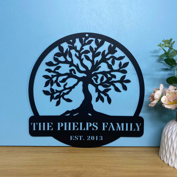 Personalized Family Tree Of Life Metal Wall Art, Custom Family Name Tree Of Life Metal Sign, Tree Metal Home Decor, Tree Of Life Metal Wall Hanging