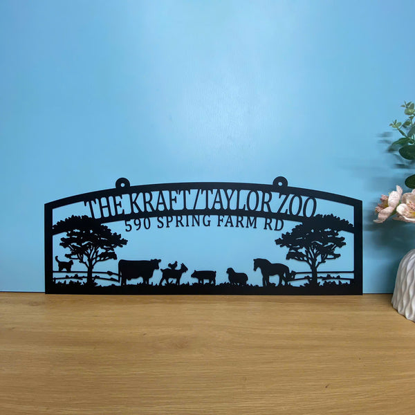 Custom Farmhouse Entrance Metal Wall Sign, Personalized Farm Animals Metal Sign, Metal Poultry Cattle Farm Sign, Tractor Barn Ranch Metal Sign Decor