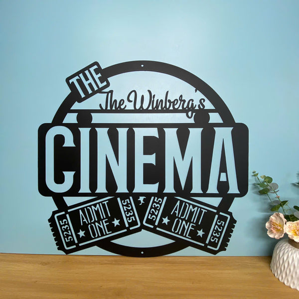 Custom Home Theater Metal Sign With Name, Movie Tickets Cinema Room Metal Wall Art, Personalized Movie Theatre Metal Sign, Movie Geek Metal Wall Art