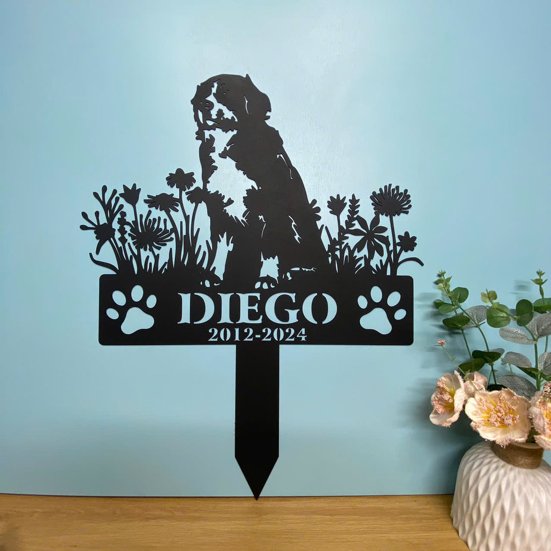 Custom Bernese Mountain Dog Memorial Garden Stake, Bernese Dog With Flowers Metal Grave Marker, Pet Loss Remembrance Stake, Dog Lover Metal Yard Sign
