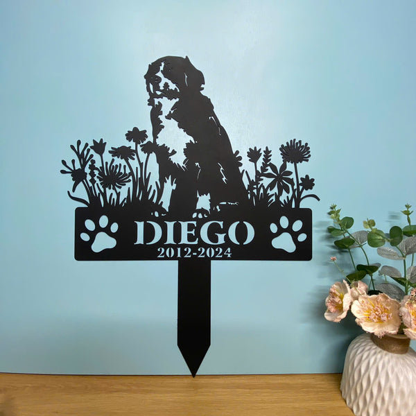 Custom Bernese Mountain Dog Memorial Garden Stake, Bernese Dog With Flowers Metal Grave Marker, Pet Loss Remembrance Stake, Dog Lover Metal Yard Sign