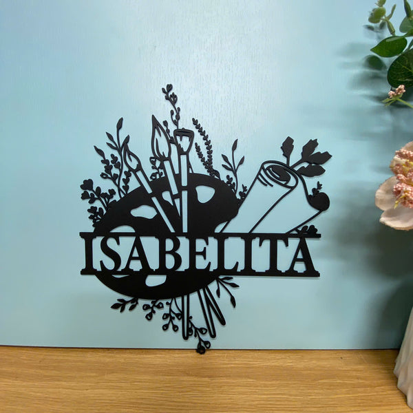 Custom Paint Palette Metal Wall Art, Personalized Painter Artist Name Metal Sign, Paint Palette Metal Art, Painter Artist Room Studio Metal Wall Decor