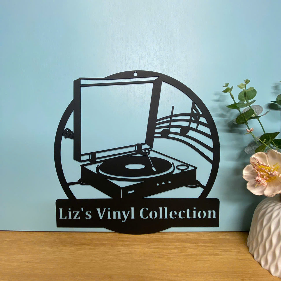 Custom Music Turntable Record Metal Wall Art, Personalized Music Record Metal Name Sign Decor, Dj Metal Sign, Music Studio Metal Wall Sign Decor