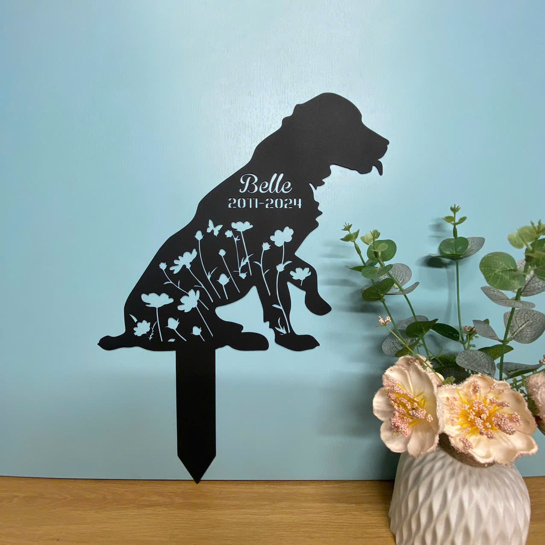 Custom Boykin Spaniel Dog Memorial Metal Garden Stake, Personalized Dog Loss Metal Grave Marker, Floral Dog Metal Yard Sign,pet Loss Remembrance Stake