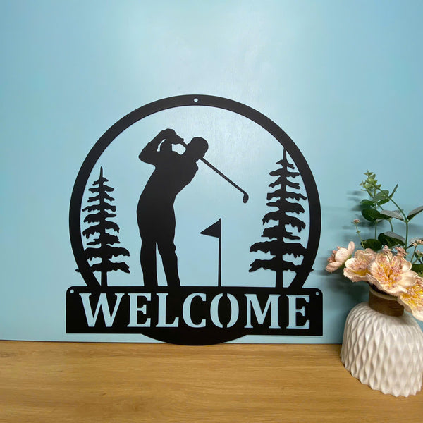 Custom Man Golfing Metal Wall Art, Personalized Golfer Metal Name Sign, Golfing19th Hole Metal Art Sign, Golf Club Patio Metal Wall Hanging 'decor