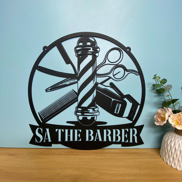 Custom Barber Shop Metal Wall Art, Personalized Barber Shop Metal Sign, Shop Haircut Metal Wall Decor, Hair Salon Metal Sign, Salon Wall Decor